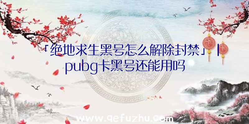 「绝地求生黑号怎么解除封禁」|pubg卡黑号还能用吗